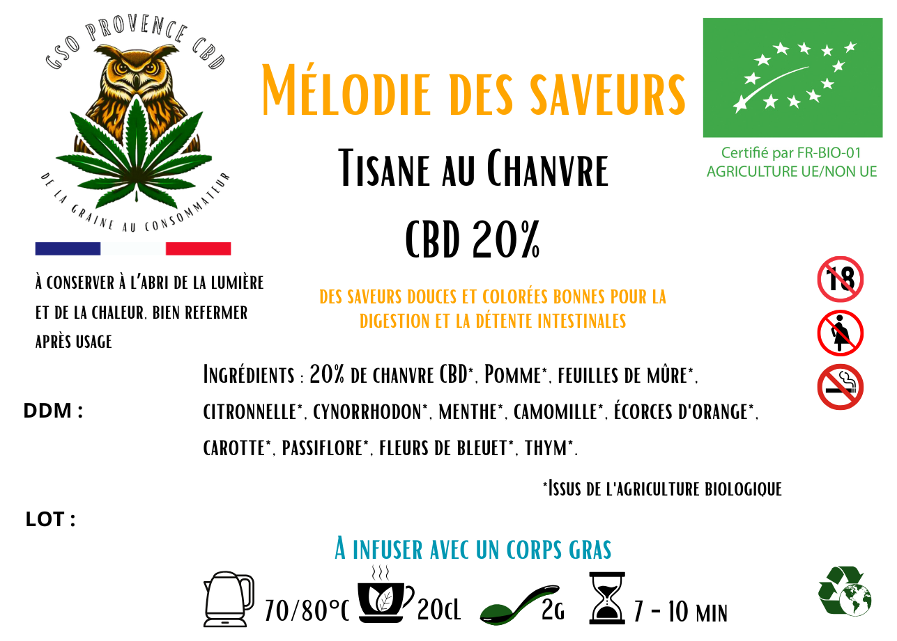Tisane "Mélodie des Saveurs" Bio 50g - GSO PROVENCE CBD
